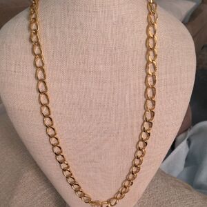 New Gold Plated Cuban Chain Necklace, Thick, Gleaming, 30" Long, Unisex, Trendy